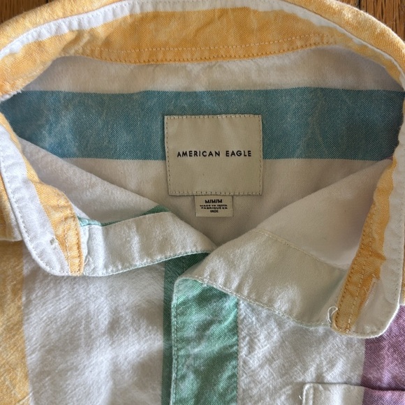 American Eagle | short sleeve | button down | 100 % cotton | striped shirt | M - Picture 2 of 5